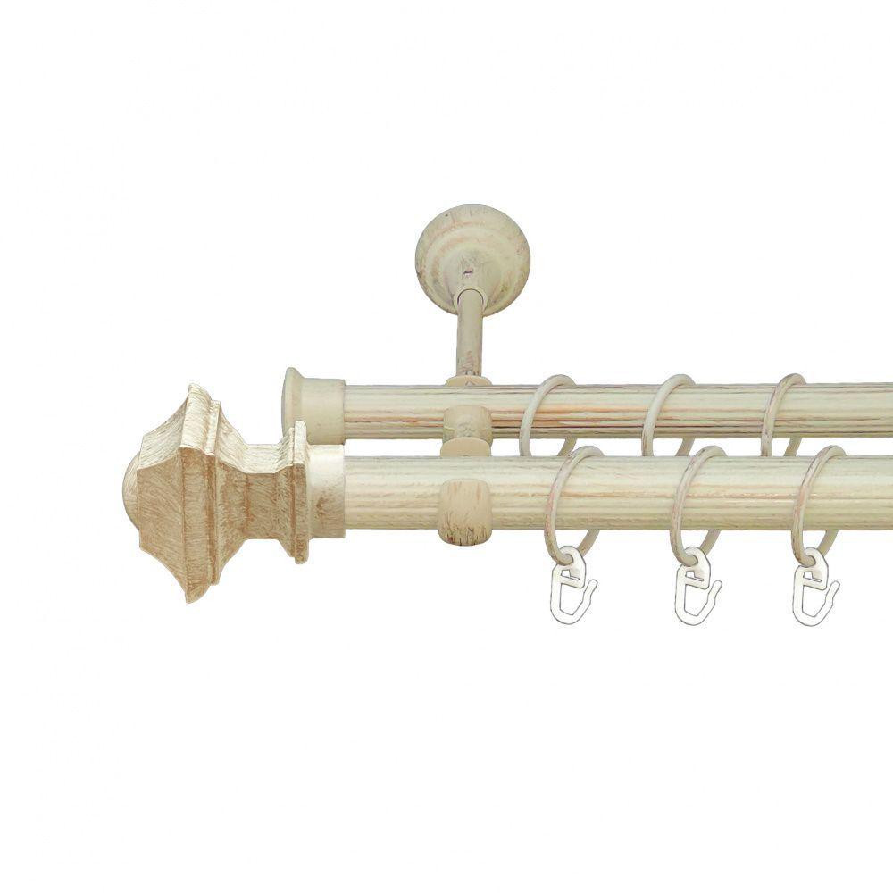 Карниз Orvit Борджеза металевий дворядний відкритий рифлена труба кільце металеве Біле Золото 25\19 мм 300 см (00-00010509) Львів - фото 1