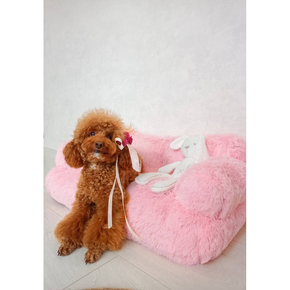 Хутряний диван лежак для собак і кішок спальне місце для тварин знімни Incor рожевий 10079 Київ - фото 7