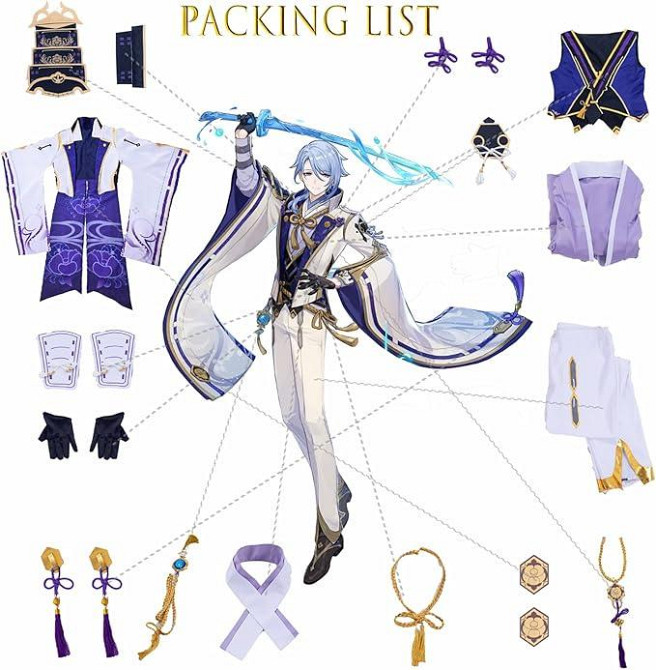 Костюм Камісато Аято XXL косплей Геншин Імпакт, комплект образ наряд Kamisato Ayato Genshin Impact на Хелловін в стилі аніме Київ - фото 10