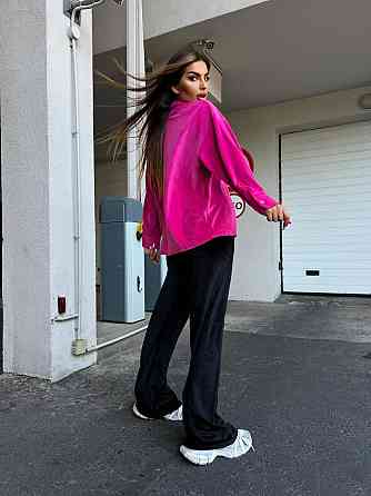 Женский прогулочный костюм двойка: рубашка + штаны палаццо турецкий велюр спорт Малиновый, 46/48 Одесса