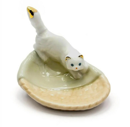 Статуэтка с блюдцем фарфор Кошка Киев - изображение 1