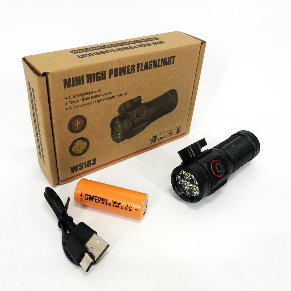 Мощный ручной фонарь повербанк W5183-4XHP360, Армейские тактические фонари, Пылезащищенный фонарь PS-53 Львов - изображение 3