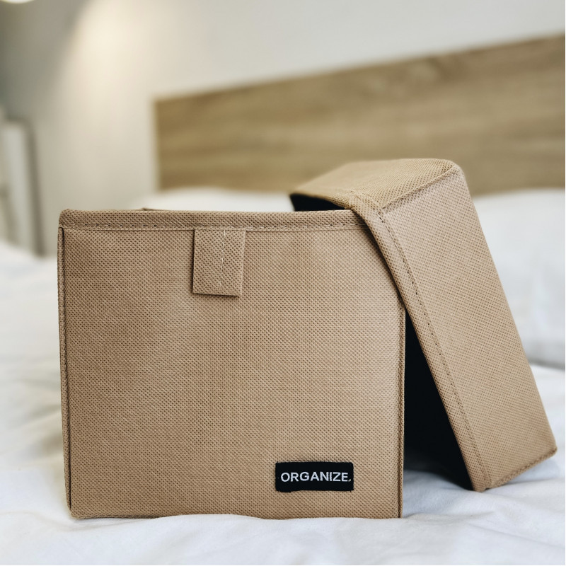 Органайзер коробка для дрібниць XS з кришкою 17х17х16 см (Бежевий) Суми - фото 2