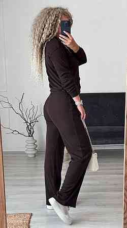 Женский стильный повседневный костюм двойка: кардиган на пуговицах + брюки трикотажный рубчик Шоколад, 52/54 Одесса