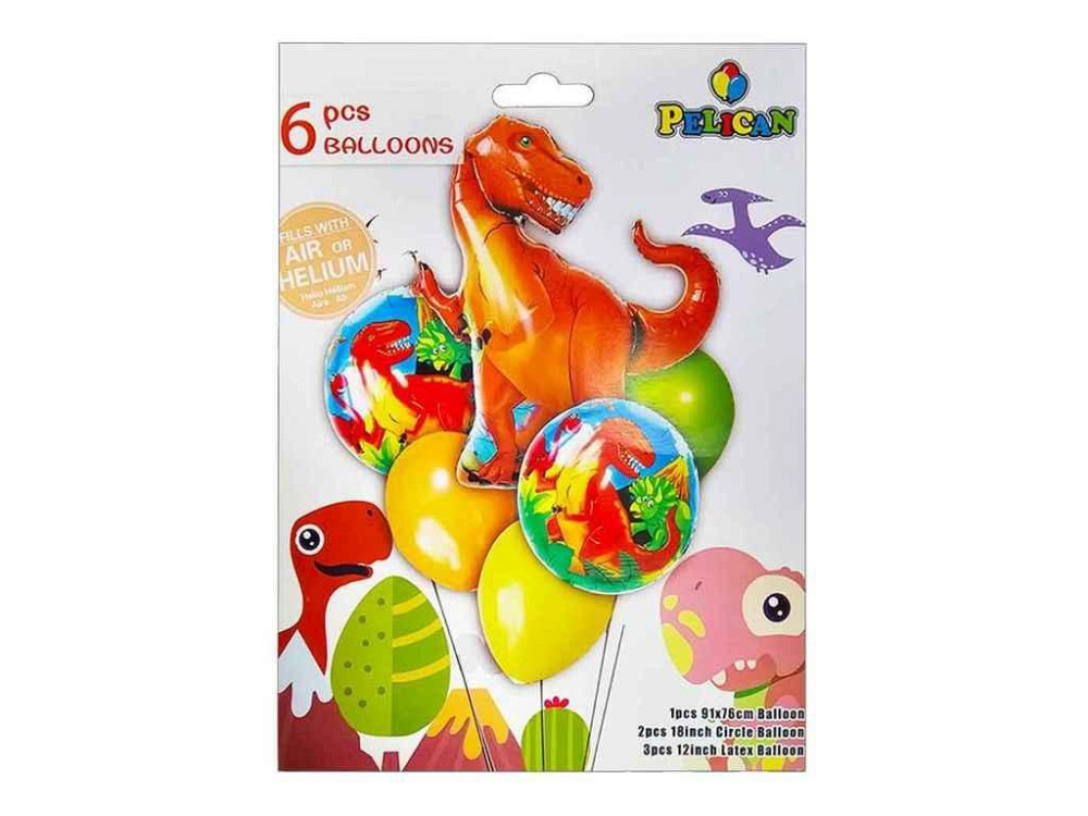 Набір з кульок ДИНОЗАВР 5шт фольгованих коричневий ТМ PELICAN Київ - фото 1