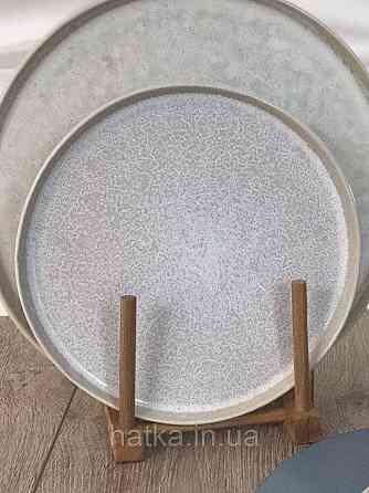 Тарілка Olens "Вайт-стоун" 21х1,2 см коло з бортиком кераміка біла із сірими домішками для дому та ресторану Київ