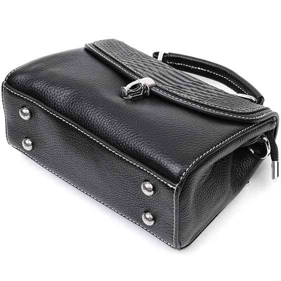 Кожаная сумка для женщин с интересной защелкой Vintage 22416 Черная Киев