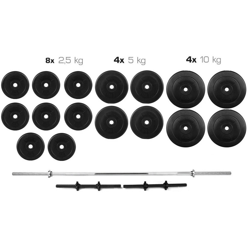 Штанга 90 кг пряма фіксована складальна + Гантелі 2 * 21 кг розбірні комплект набір для дому Київ - фото 1
