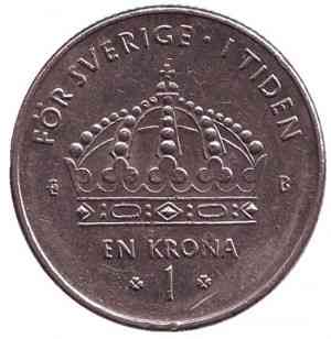 Монета 1 крона. 2001 год, Швеция.(БВ) Полтава
