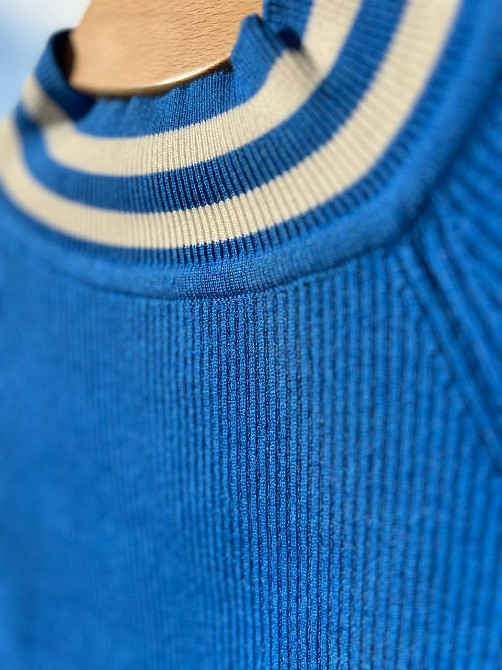 Свитер гольф женский MIX RAY 6728 полоса кроп-топ короткий, синий, one size Киев - изображение 10