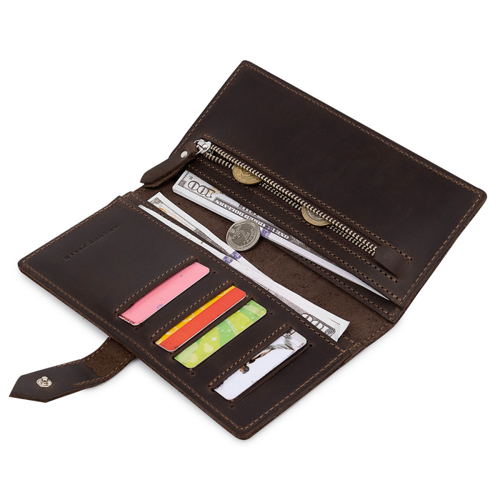 Шкіряне чоловіче матове портмоне Коричневий (GRANDE PELLE) Київ - фото 10