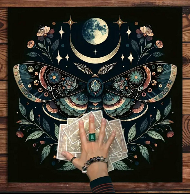 Алтарная скатерть с бабочкой и цветами для карт Таро и Рун. Скатерть для гадания 75*75 см. Киев - изображение 3
