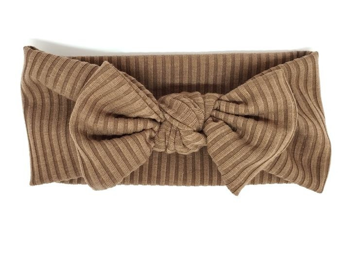 Трикотажна пов'язка на осінь весна світло-коричнева Київ - фото 1