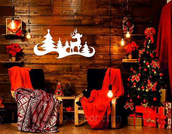 Декоративное настенное Панно «Олень», Декор на стену 70*34 см, Белый Киев