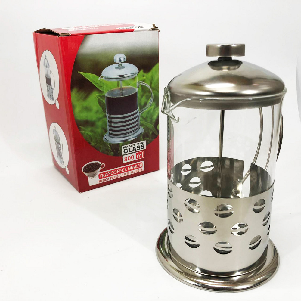 Багаторазовий френч-прес, Заварники для чаю та кави, Френч-прес з поршнем, Заварник скляний з пресом RH-37 Львів - фото 3