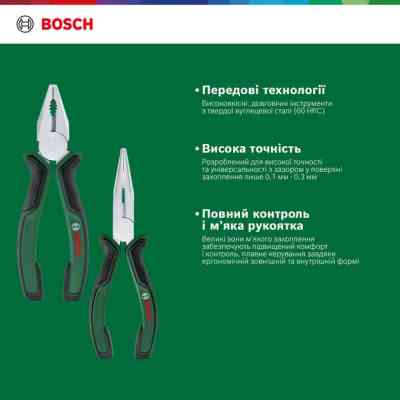 Плоскогубці Bosch набір 2 шт, комбіновані, подовжені (1.600.A02.75H) Вінниця
