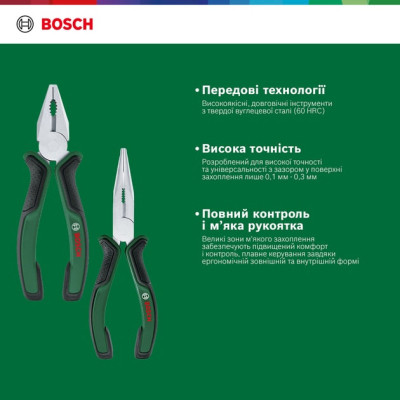 Плоскогубцы Bosch набор 2 шт, комбинированные, удлиненные (1.600.A02.75H) Винница - изображение 2