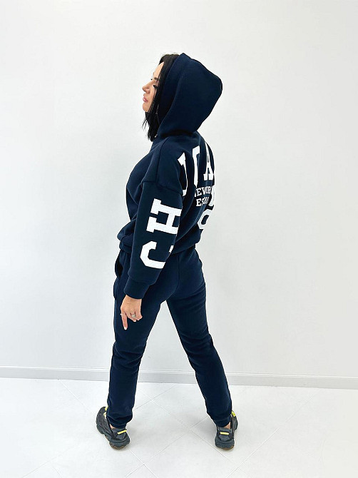 Спортивний костюм на флісі "Chicago" оптом | Норма Темно-синій, 42-44 Київ - фото 2