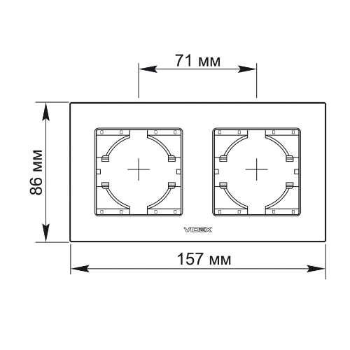 BINERA чорний алюміній Рамка горизонтальна 2-а Videx Житомир - фото 4