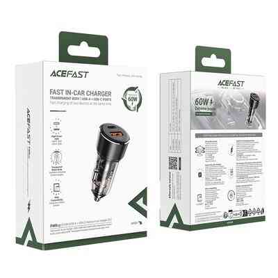 Автомобільний зарядний пристрій ACEFAST B12 60W (USB-A+USB-C) dual-port car charger Black (6974316282914) Киев