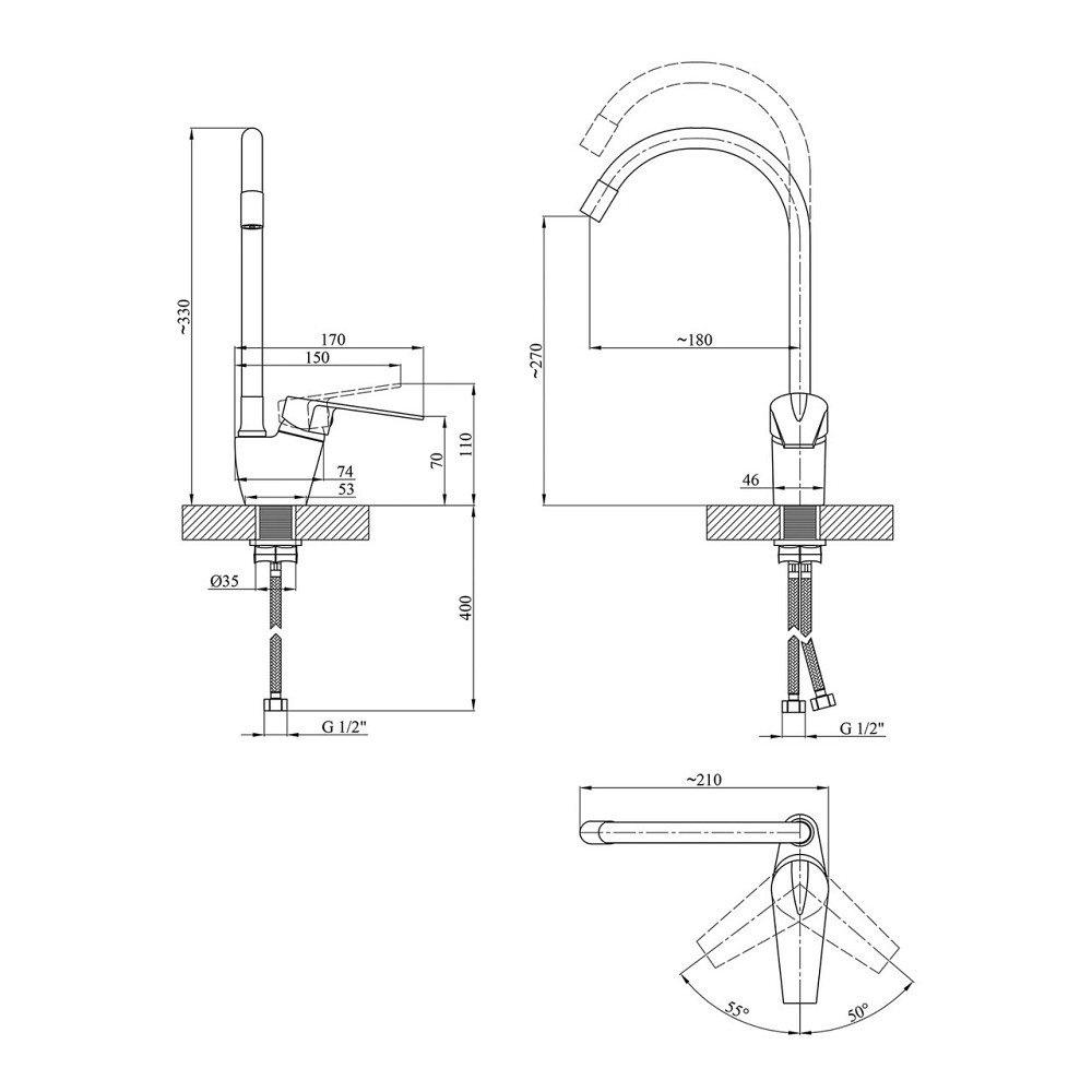 Змішувач для кухні рефлекторный Kroner KRM Odra - C032RED червоний/хром Київ - фото 2