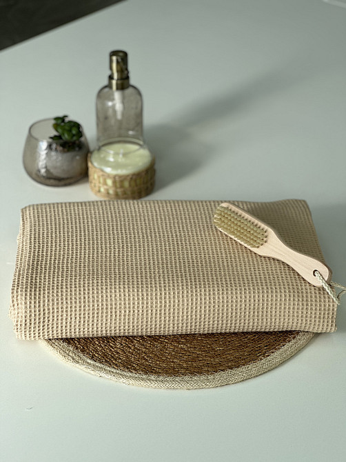 Вафельний рушник Ideal Textile 100х150 см 220 г/м2 (56861026) Бежевий Чернівці - фото 1