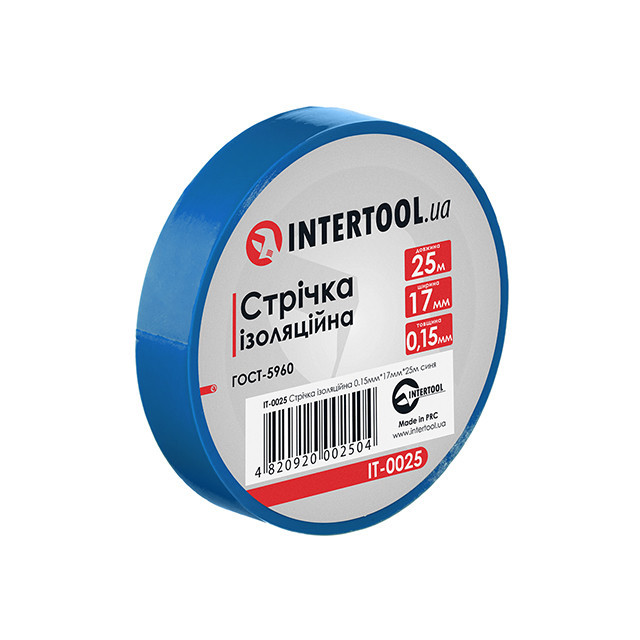Стрічка ізоляційна 0.15мм*17мм*25м синя INTERTOOL IT-0025 Киев - изображение 1