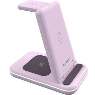 Зарядний пристрій Canyon WS-304 Foldable 3in1 Wireless charger Iced Pink (CNS-WCS304IP) Вінниця