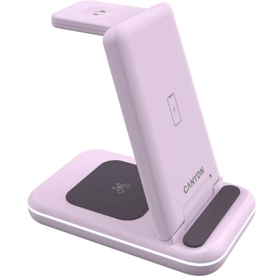 Зарядний пристрій Canyon WS-304 Foldable 3in1 Wireless charger Iced Pink (CNS-WCS304IP) Вінниця - фото 3