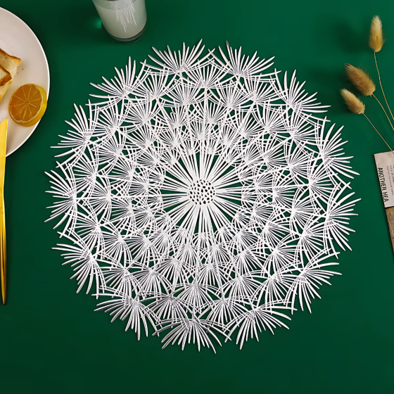 Сервірувальна серветка під гаряче кругла, килимок сервірувальний килимок сріблястий набір 2 шт Кам'янець-Подільський