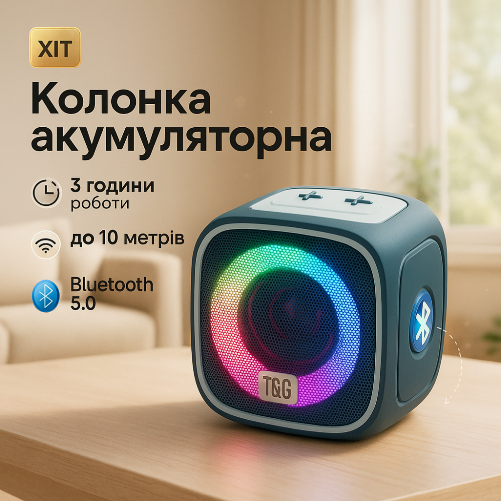 Бездротова блютуз колонка в дорогу TG359, Хороша bluetooth колонка, Колонки для музики вдома CT-70 Львів - фото 20