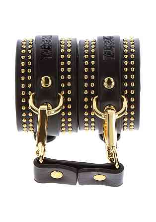 Поножи Taboom Vogue Studded Ankle Cuffs Set из веганской кожи, черные с золотистой фурнитурой Sex Aura Киев