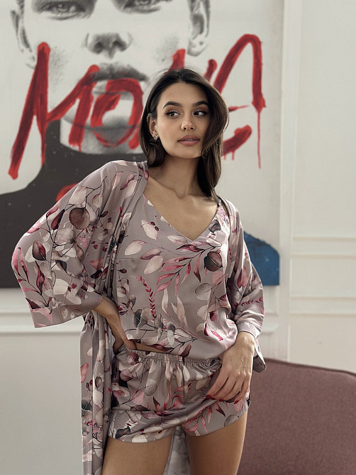 Піжама жіноча шовкова майка з шортами Рожевий XL/XXL Харків - фото 6