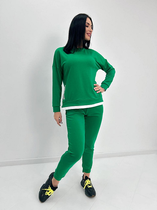 Трикотажний костюм-двійка "Spring" оптом | Норма | Розпродаж моделі 42-44, Зелений Київ - фото 1