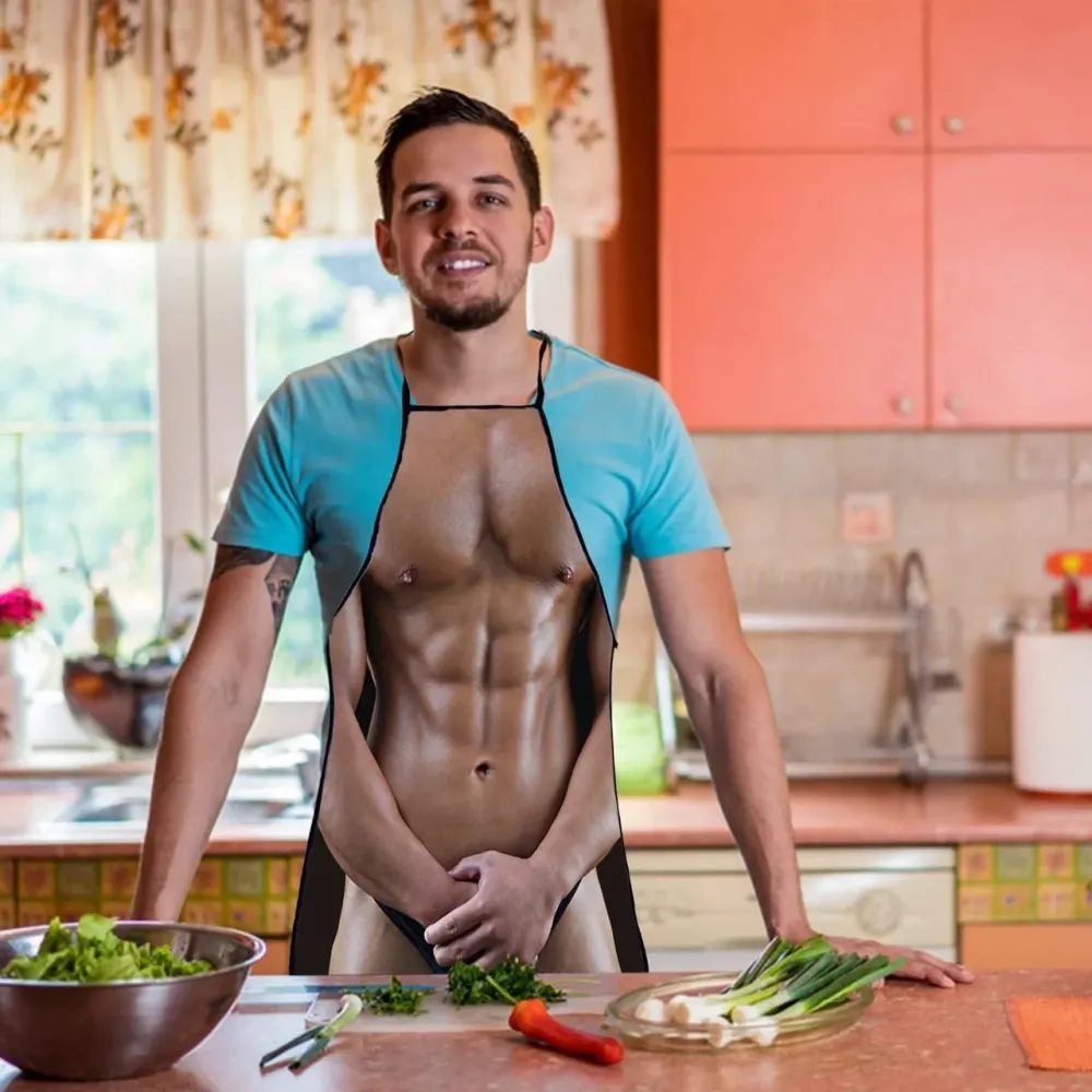 Мужской кухонный фартук с мышцами и торсом 80 на 60 см коричневый Киев - изображение 5