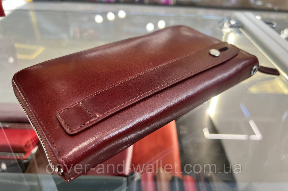 Фирменный мужской кожаный портмоне клатч на молнии коричневый BOSTON Киев - изображение 9
