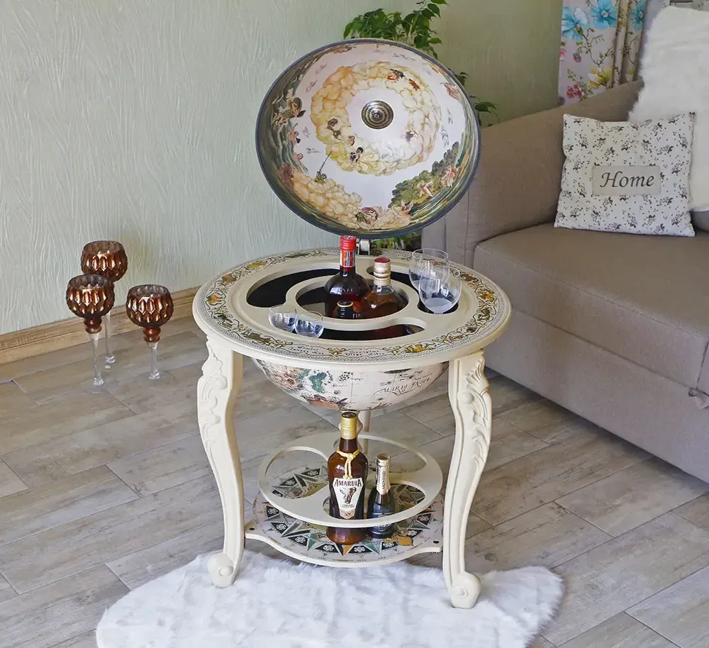 Глобус напольный бар Континенты белый ажурные ножки сфера 45 см Гранд Презент mastersem Киев - изображение 1