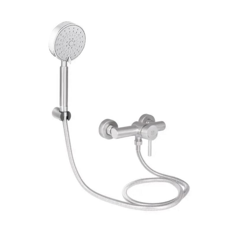 Змішувач для душу Lidz Aria 09O-SES з душовим гарнітуром LD049AR43361, сатин Київ - фото 1