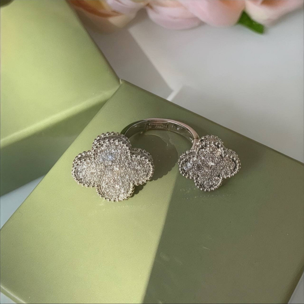 Кольцо Van Cleef цирконы посеребрение / кольцо двойное с мелким цирконием Одесса - изображение 1