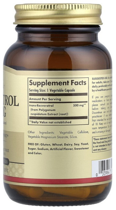 Ресвератрол Solgar, Resveratrol 500 mg 30 капсул Київ - фото 2