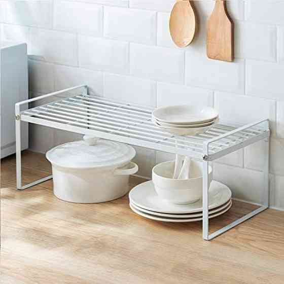 Кухонная дополнительная полочка, подставка, стеллаж под микроволновку или в шкаф металлическая 51см White Винница