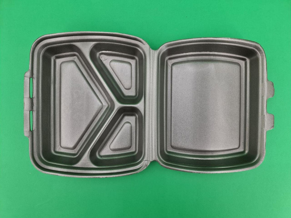 Ланч-бокс из вспененного полистирола с крышкой (220х180х70мм 3-х секционный из ВПС НР-3, черный  (125 шт) Харьков - изображение 1