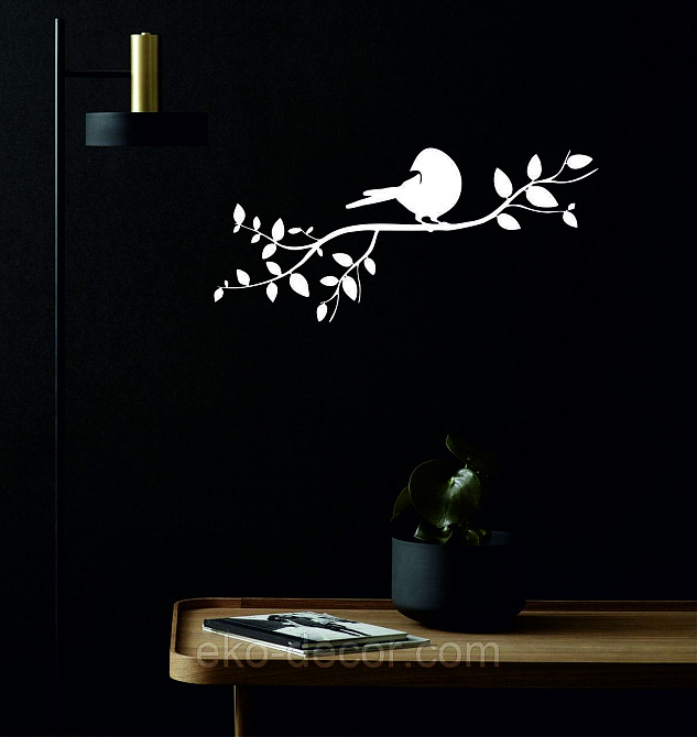 Декоративное настенное Панно «Птичка на ветке», Декор на стену 50*22 см, Белый Киев - изображение 3