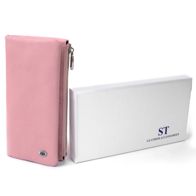 Гаманець ST Leather На кнопці Рожевий (19201) Вінниця - фото 11