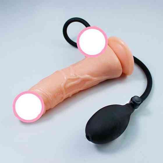 Надувний реалістичний фалоімітатор із грушею "Blow Me Up" - 19*4,2 см - Коричневий Вінниця