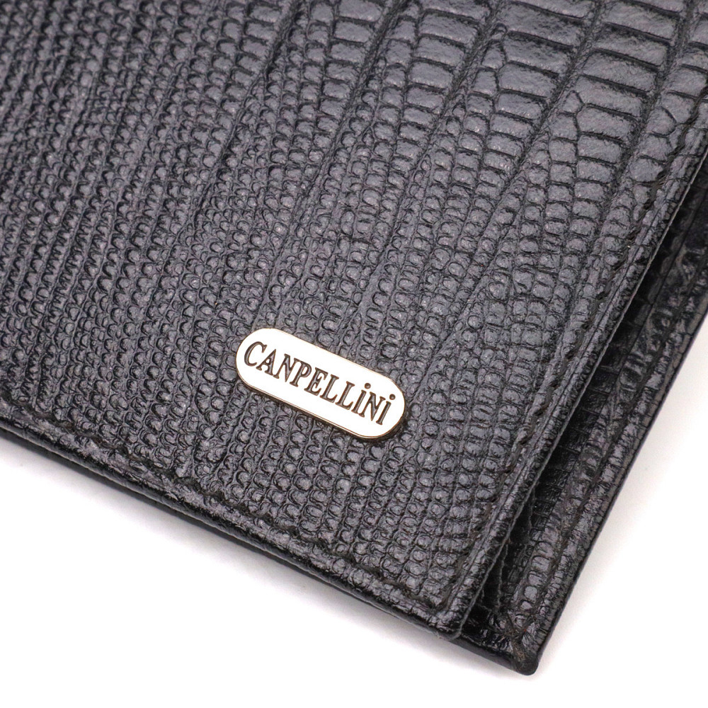 Практичний чоловічий портмоне з натуральної фактурної шкіри CANPELLINI 21868 Чорний Київ - фото 5