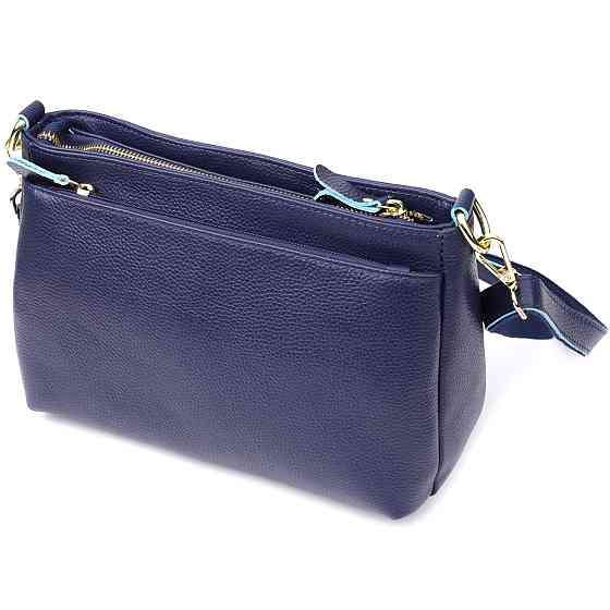 Женская кожаная сумка с жестким дном Vintage 22986 Синий Киев