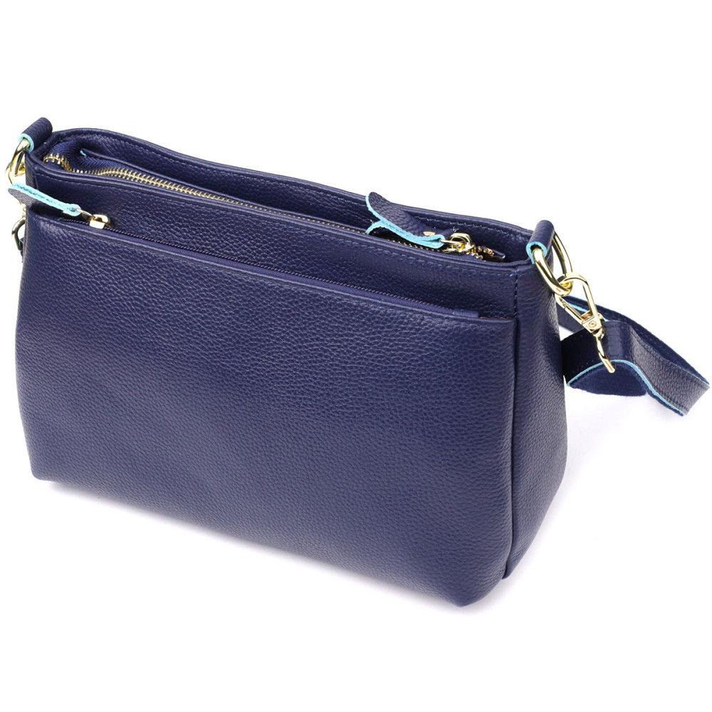 Женская кожаная сумка с жестким дном Vintage 22986 Синий Киев - изображение 2