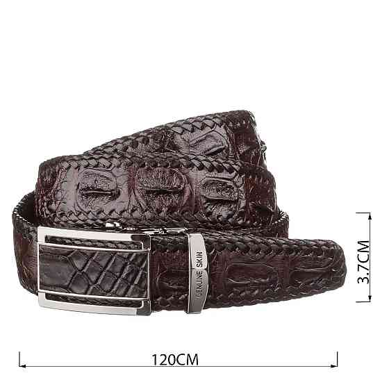 Ремінь-автомат CROCODILE LEATHER 18171 з натуральної шкіри крокодила Коричневий Київ