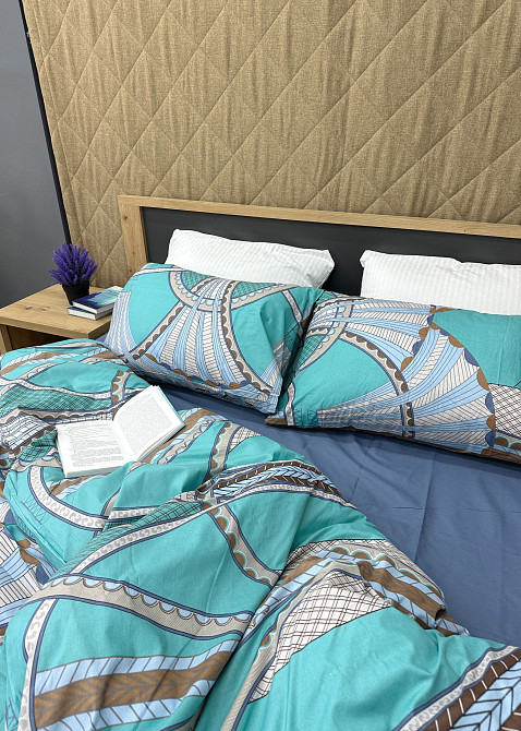 Комплект постельного белья Поплин, Decorator Cotton Lux Collection Gatsby Евро 220х200 с разноцветным принтом (88-133) Киев - изображение 7